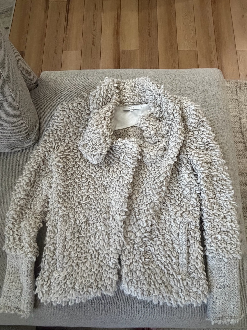 IRO women’s Loop-Textured Teddy Jacket in Light Cream size small